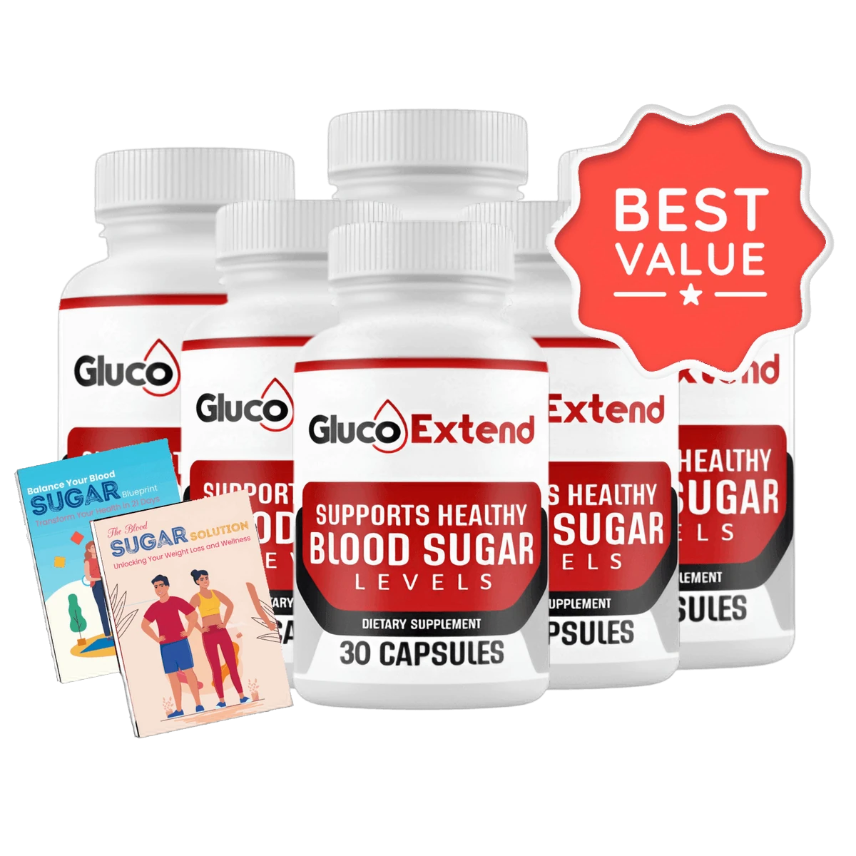 Gluco Extend Blood Sugar Supplement Bottle (Front Label)